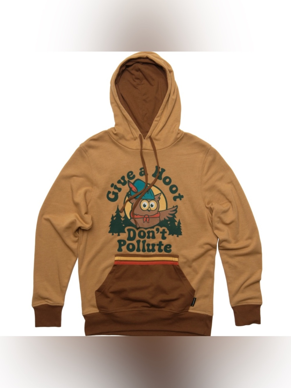 Landmark - Give a Hoot Don't Pollute Owl Unisex Retro Graphic Hoodie Size Small
